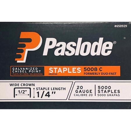 Paslode 12 in W X 14 in L 20 Ga Wide Crown Staples, 5000PK 650929